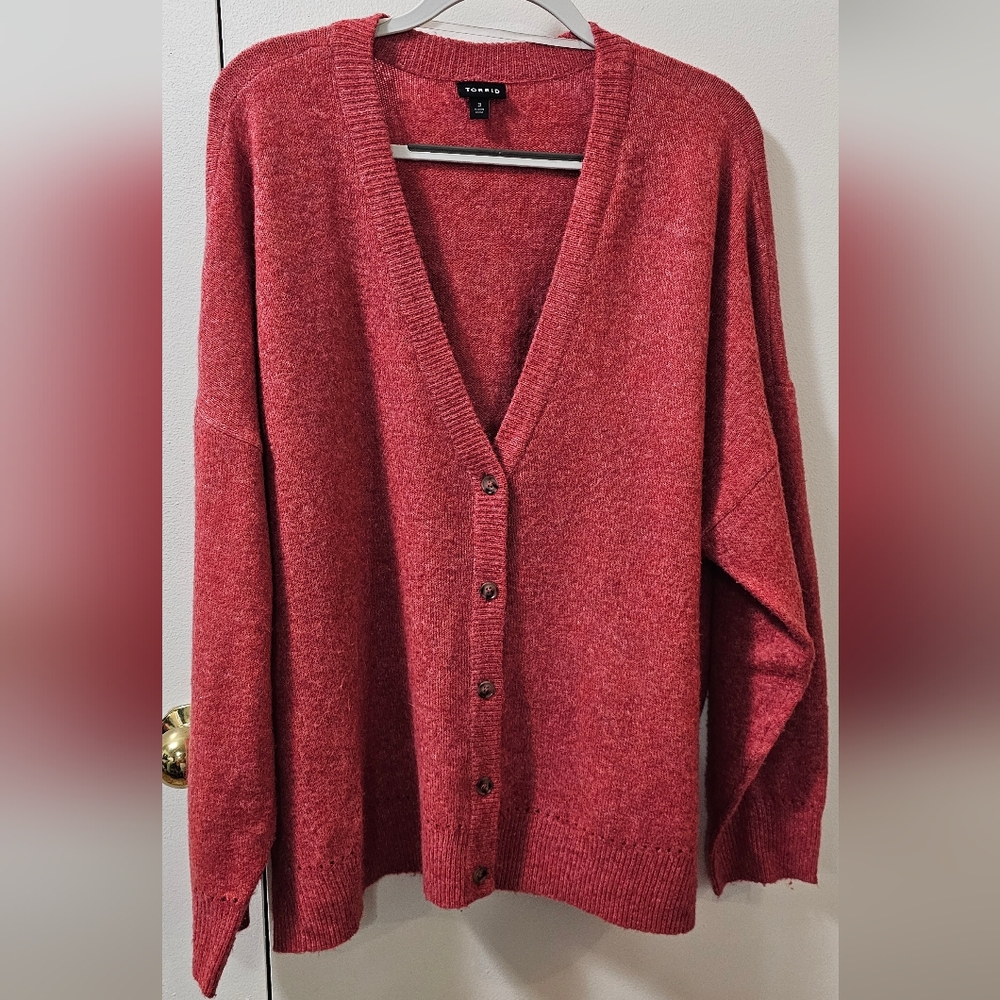 Torrid Red Rose-y Button-Up Cardigan - Size 3 - GUC
